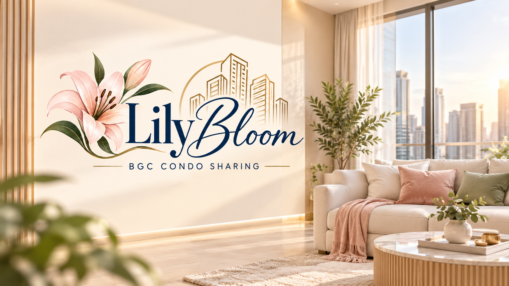 Sunlit Lily Bloom condo bedroom